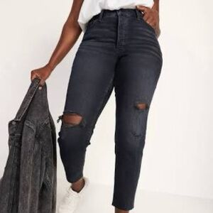 Old Navy OG Straight High Rise Jeans Black Distressed Size 4